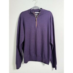 Peter Millar 100% Merino Wool‎ 1/4 Zip Pullover Sweater Mens XL Purple Business